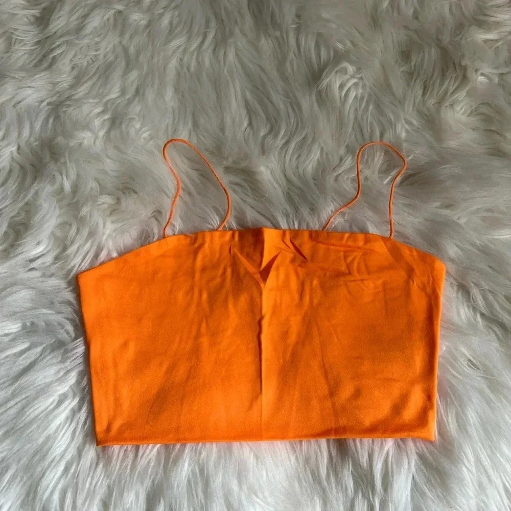 Orange Cropped Tank Size Small